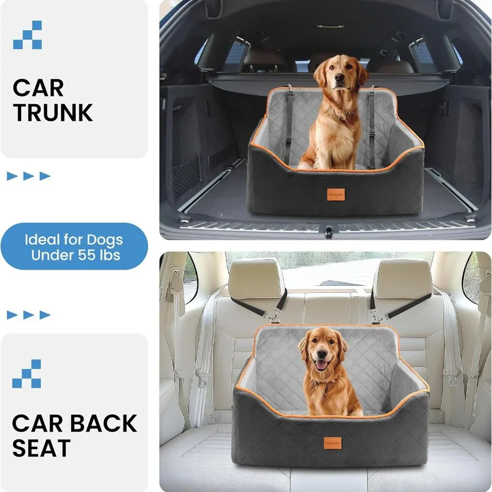 Dog Car Seat for Medium Dogs - Pet Car Seat with 2 Safety Straps